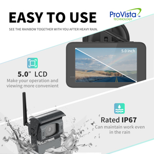 Sistema de cámara de respaldo Monitor de marcha atrás LCD de 5 "+ visión nocturna IR de larga distancia con cámara de respaldo de Metal de vista trasera inalámbrica IP67 - Product Image 6