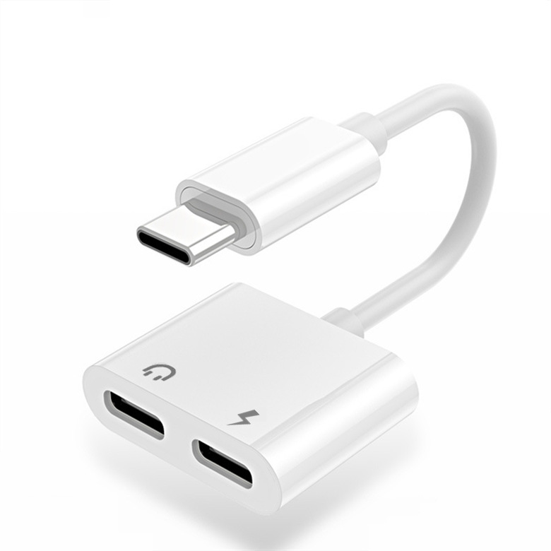 Type-C vers chargement + Type-C AUDIO Blanc