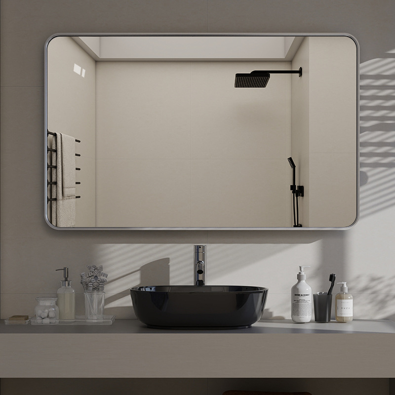 Miroir carré à cadre blanc (peut être accroché horizontalement)