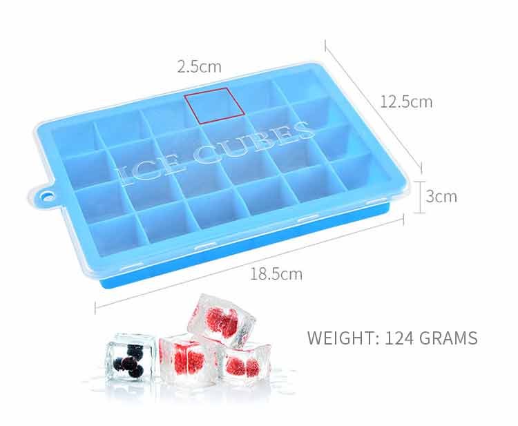Hot selling Custom BPA Free Food Grade Silica Gel Ice Shapes Mold Maker Pliable Silicone Ice Cube Tray With Lid