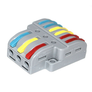 3 em 6 Out Wire Connectors Conector de cabo de fiação rápida <span class=keywords><strong>Push</strong></span>-<span class=keywords><strong>in</strong></span> Conductor <span class=keywords><strong>Terminal</strong></span> <span class=keywords><strong>Block</strong></span> Alavanca compacta Wire Nuts Conectores