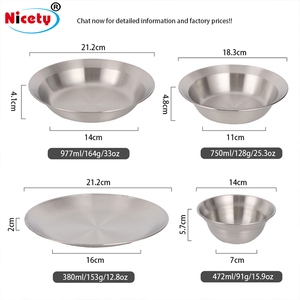 4PC Sang Trọng Hiện Đại Thép Không Gỉ Bộ Đồ Ăn Với Bữa Ăn Tối Tấm Món Ăn Trộn Bát Canh Và Phục Vụ Bát Bộ - Product Image 6