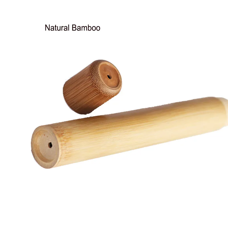 Изготовленный на заказ бамбуковый чехол для зубной щетки с круглым дизайном, пригодный для вторичной переработки держатель для зубной щетки из натурального бамбука, подходит для дорожной трубки для зубной щетки