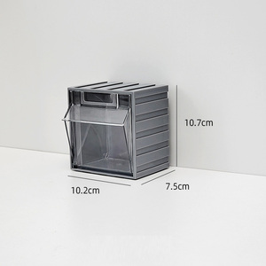 Stackable Grey Color Tilt Plastic Organizer Pull Out Storage <strong>Bin</strong> with Drawers - Product Image 2