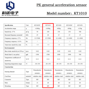 用于振动和冲击测量的单轴PE加速度计100 pC/g压电加速度传感器 - Product Image 3