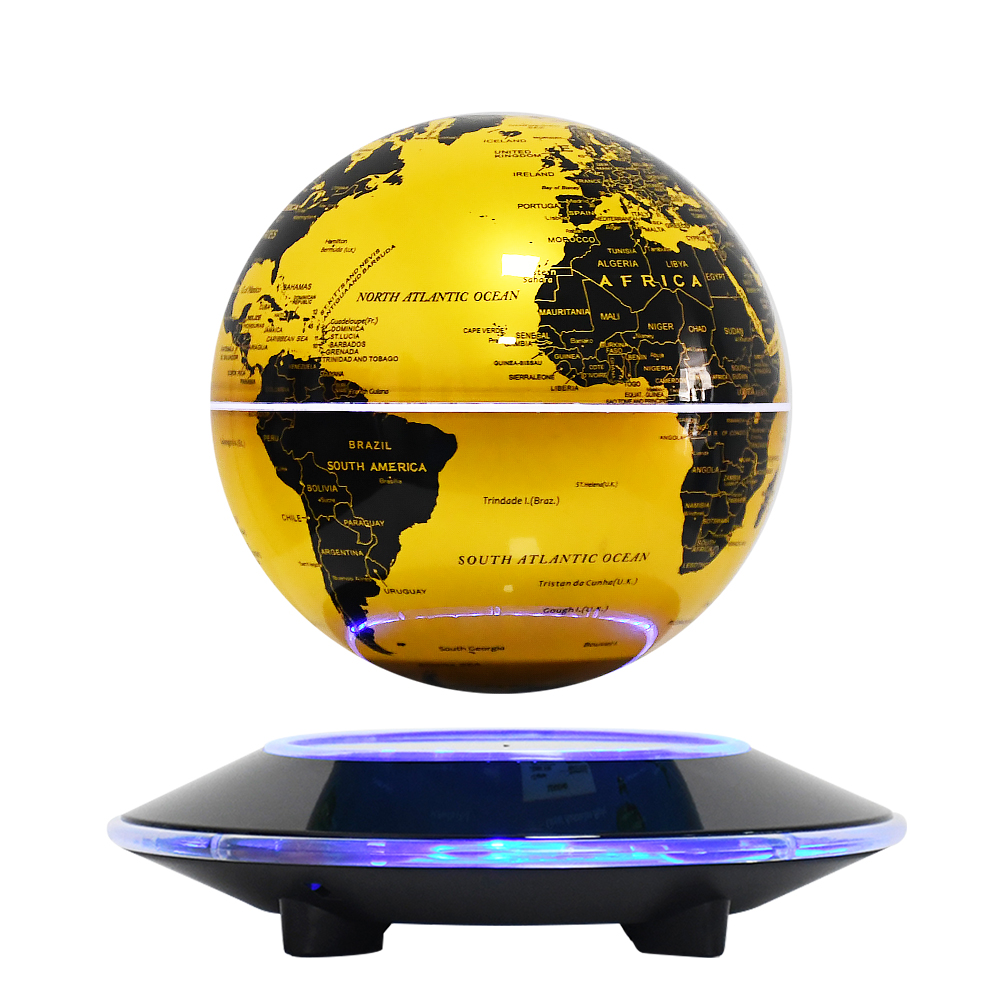 Base noire - Éclairage blanc globe doré