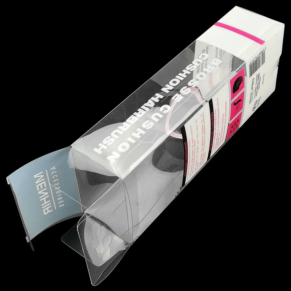 カスタムコームパドルヘアブラシカラー印刷化粧品パッキング折りたたみ式PP PET PVC透明透明プラスチック包装箱