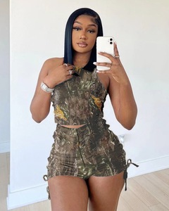 <strong>New</strong> Arrival 2023 Summer Women Clothes Camouflage Print Joggers Women's Two Piece <strong>Set</strong> Sleeveless Crop Top 2 Piece Shots <strong>Set</strong> - Product Image 5