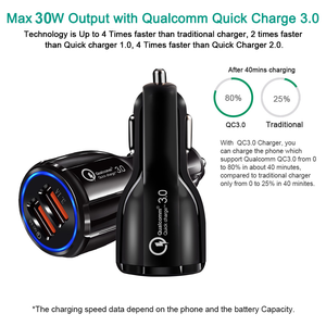 20W総出力カーチャージャー2 USBポートQC3.0クイックチャージ3.1A各12 V-24V多デバイス用ワイド電圧入力ABS材料 - Product Image 6