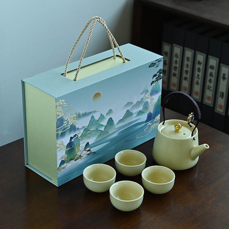 A Thousand Miles of Rivers and Mountains - Teapot with Handle - Huang Ru