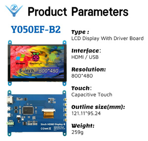 IPS 800 capacitivo x 480 Display Touch Screen Raspberry Pi compatibile 5 pollici CTP TFT LCD per dispositivi Windows 11/10/8.1/8/7 pollici - Product Image 2