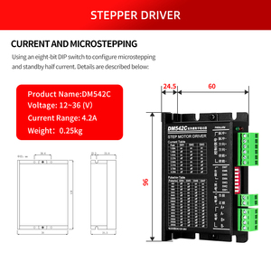 2 fases 12-36VDC 1,0-4.2A Motor paso a paso Digital Microstep DM542C controlador de controlador Nema 17 23 controlador de movimiento para CNC - Product Image 2