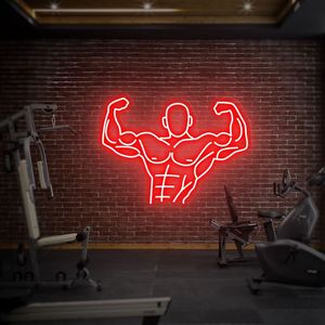 Không đau không đạt được phòng tập thể dục Led Neon dấu hiệu ánh sáng Câu lạc bộ thể dục trang trí LED Neon dấu hiệu tùy chỉnh với quả tạ thiết kế cơ bắp Đèn Neon tùy chỉnh - Product Image 4
