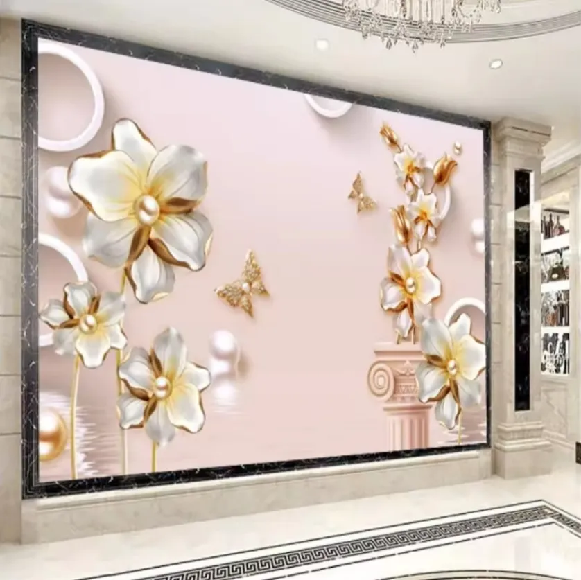 Custom 3d Photo Wallpaper Exquisite Jewelry Flowers Living Room Bedroom Background Wall Home Decor Mural