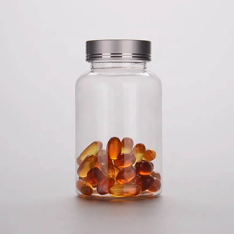 Botella de plástico para medicina de mascotas, cápsula redonda para suplemento saludable con tapón de rosca de Metal, 120ml, 4oz