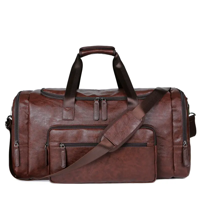 पुरुषों की पु चमड़े यात्रा बैग रेट्रो यात्रा हैंडबैग सामान duffel बैग