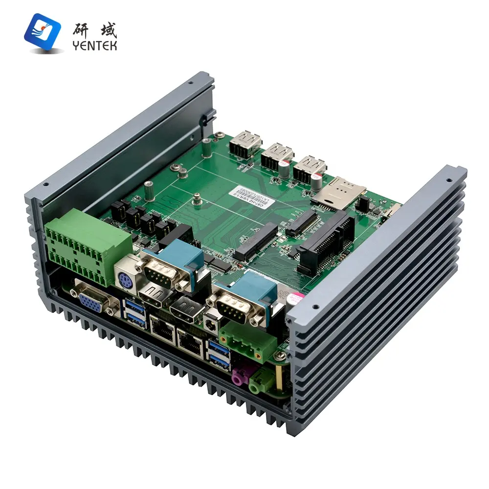 Yentek 핫 세일 2 DDR4 인텔 코어 i3 i5 i7/j1900 산업용 컴퓨터 듀얼 랜 6 COM RS232 RS485 팬리스 산업용 PC