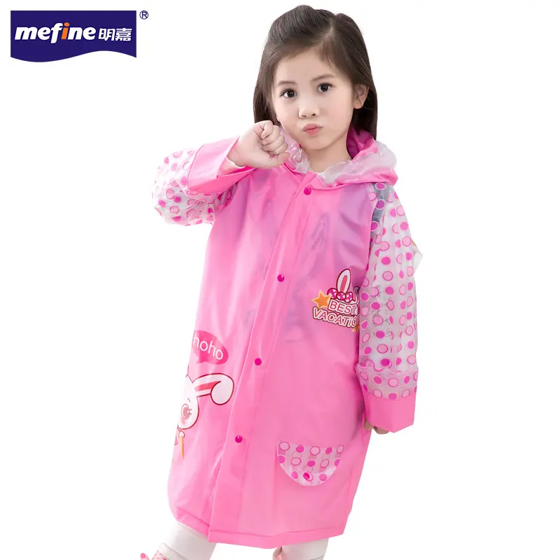 Fashion PVC Kids Waterproof Raincoat Children New Design Cartoon Long Schoolbag Children's Raincoat