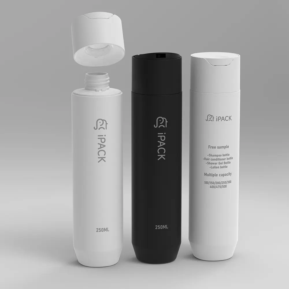 Lotion pour le corps personnalisée de haute qualité de 250ml bouteilles vides de shampooing de soins de la peau en plastique HDPE anti-fuite