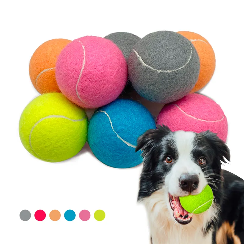 Palline da tennis per cani di piccola taglia multicolori con logo personalizzato che lanciano all'ingrosso giocattoli da masticare per cani palla da tennis interattiva per cani