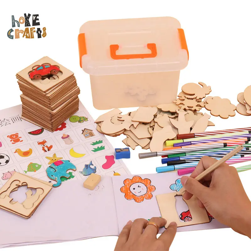 plastic box wooden doodle boards kids painting templates drawing toys