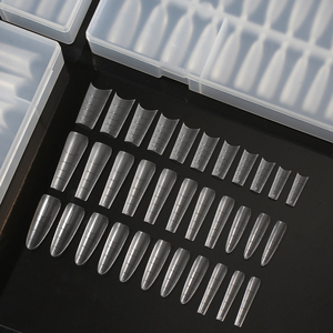 Ölçek yardımcı çizgi tırnak ipuçları ile yeni stil Ultra ince Traceless akrilik ücretsiz tam uygulanan yarı uygulanan yumuşak jel ipuçları - Product Image 6