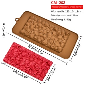 Yeni stil dikdörtgen silikon kalıp ahududu kazık çikolata meyve desen DIY dekoratif pişirme araçları epoksi zanaat reçine - Product Image 6