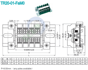 Sced nhà máy bán buôn ulce khối thiết bị đầu cuối với bìa 600V 20A 7 cực 9.50 mét PC đường sắt khối thiết bị đầu cuối - Product Image 5