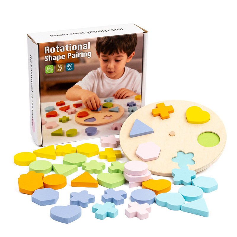 Wooden Shape & Color Matching Rotating Board