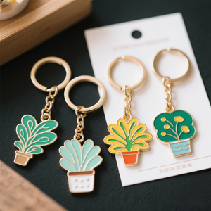 キーホルダー,花の植物鋳造カスタム両面ロゴ金属キーリングハードエナメルお土産キーホルダー - Product Image 1