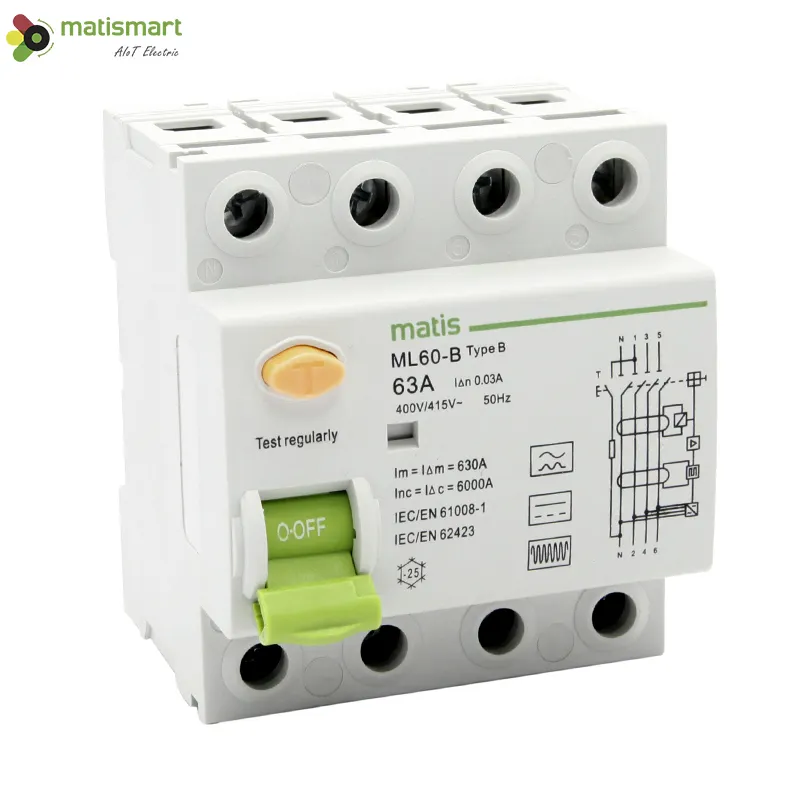 Interruttore magnetotermico del dispositivo di corrente residua di tipo B rccb più venduto con il miglior prezzo