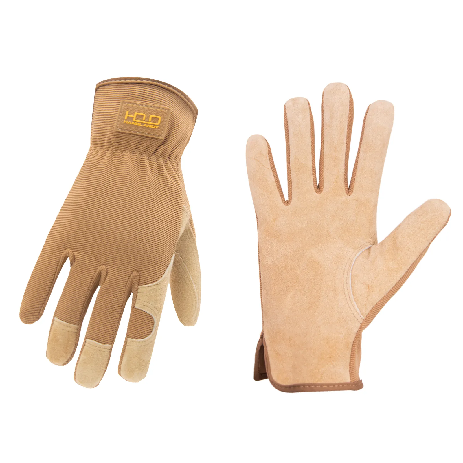 PRISAFETY Gants de jardinage en cuir de vachette fendu marron pour dames Gants de travail en cuir d'entrepôt de jardinage