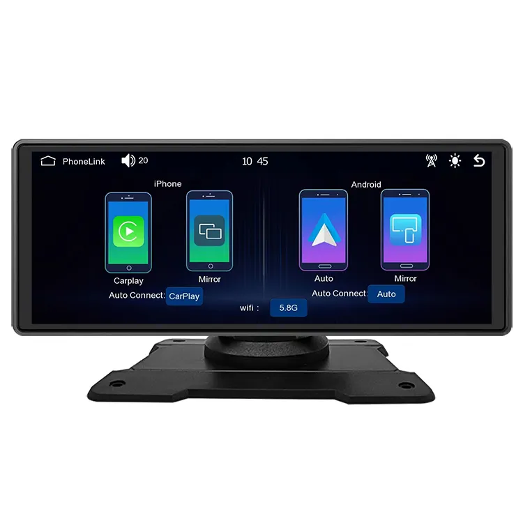 Carplay Không Dây 9.3Inch 1600*600 1080P Máy Phát Video Radio Android Trên Xe Hơi Camera Hành Trình Máy Ghi Hình Tầm Nhìn Ban Đêm DVR