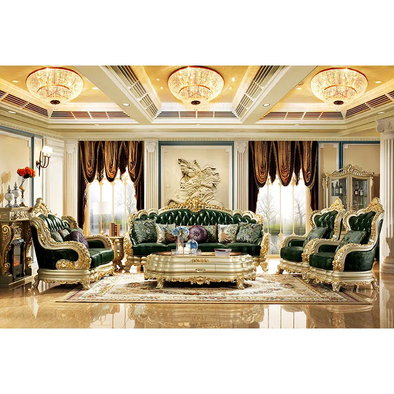 Foshan fabbrica di mobili di lusso italiano imposta in vera pelle divano del soggiorno
