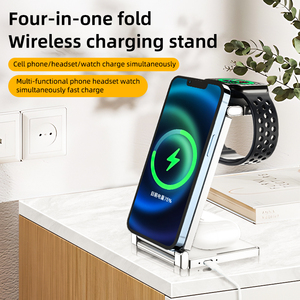 แท่นชาร์จแบบ3 in 1พับได้3In1โลโก้ออกแบบได้ตามที่ต้องการโทรศัพท์รอบเร็ว10W 15W แท่นชาร์จ3 in 1ที่ชาร์จไร้สายสำหรับ Apple Samsung - Product Image 2