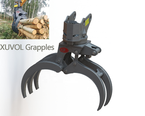 XUVOL Forestry Equipment Excavator Attachment <strong>Timber</strong> Clamp Wood Grab Hydraulic Log Bunching Grapple 360&deg; Rotation 5 Claw Grapple - Product Image 2