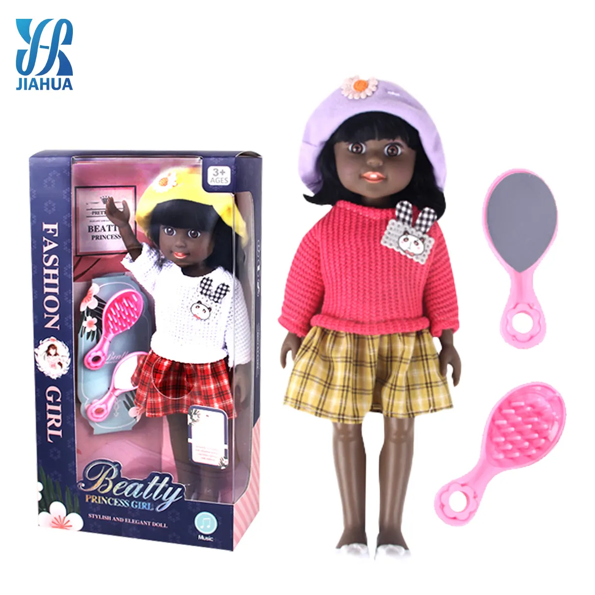Fabbrica OEM di alta qualità 13 pollici moda bambola africana bambini con abbigliamento pelle nera può cambiare bambola di abbigliamento