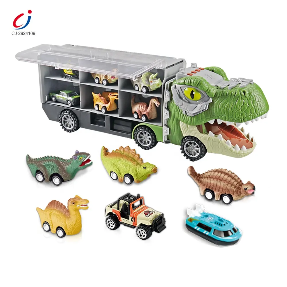 Chengji – mini véhicule coulissant en métal pour enfants, 2 pièces, 4 pièces, voiture dino, stockage de monstre, nouveau gros camion dinosaure