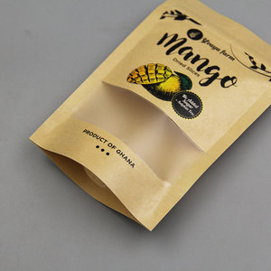 Giấy kraft nâu đứng lên túi thực phẩm snack bao bì túi khóa kéo doypack có cửa sổ rõ ràng cho đậu và hạt giống - Product Image 2