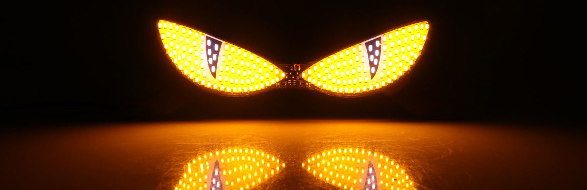 Lumière œil de chat - clignotante blanche et jaune