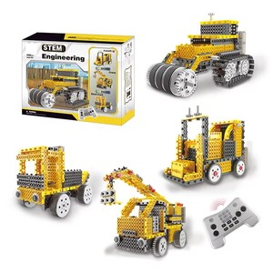 4 In 1 DIY STEM İnşaat arabalar RC yapı blok seti 4 yollu 8 frekans radyo kontrol bloğu 240 adet - Product Image 4