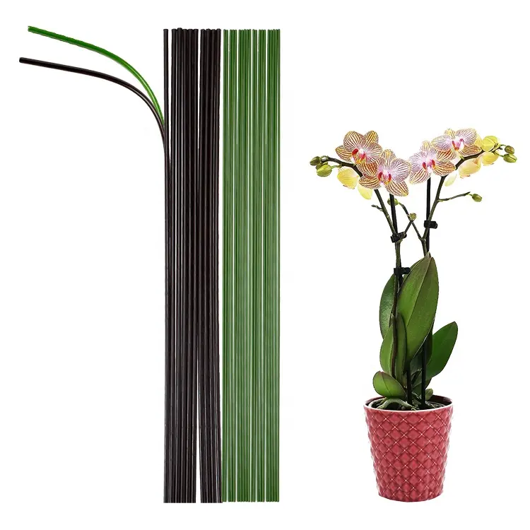 Estacas de plástico con revestimiento de Metal y acero para jardín, palos de soporte flexibles para plantas verdes, para casa en maceta, para flores de orquídeas de interior