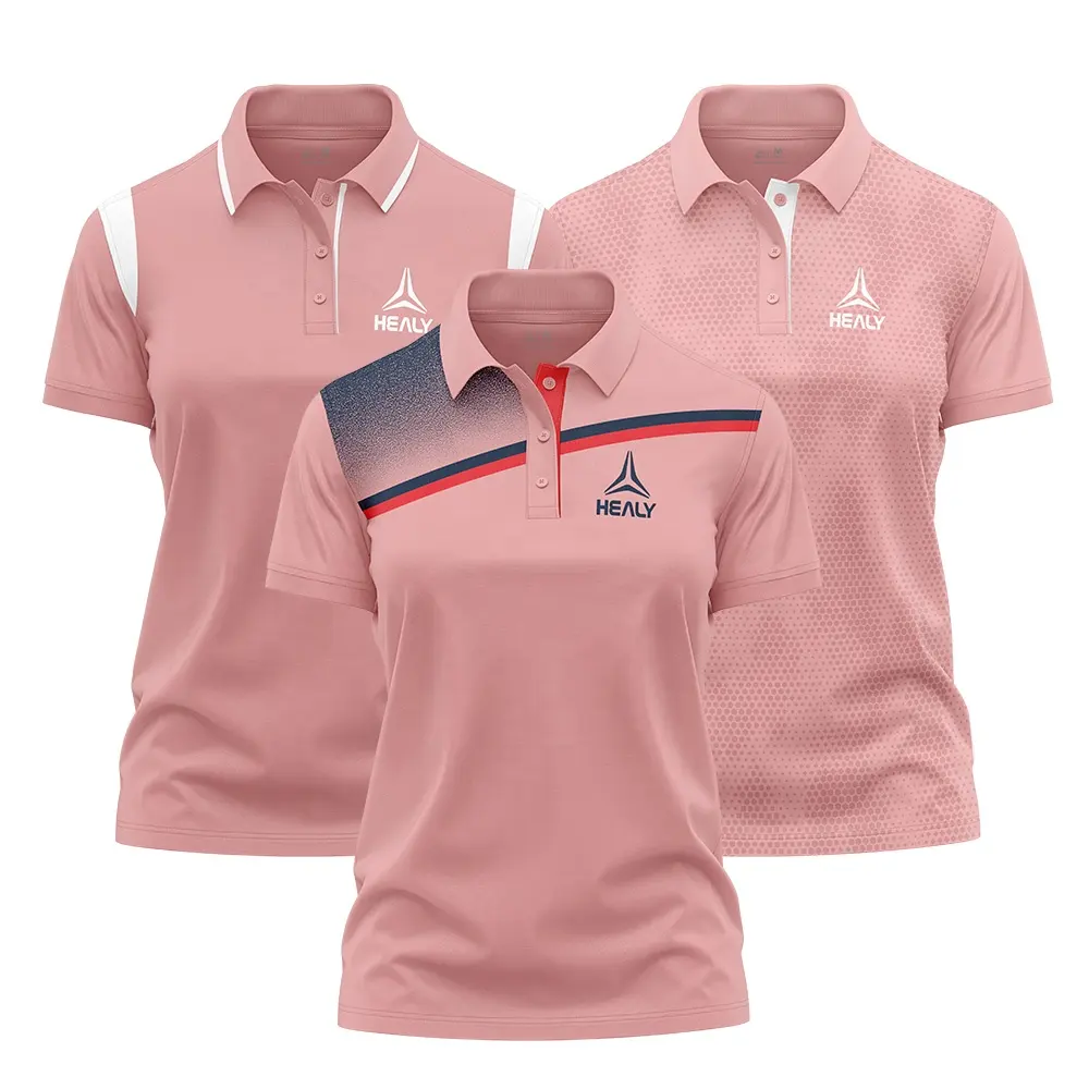 Benutzer definierte Sport uniform Tennis Wear Damen Tennis Kleidung Polyester Pink Polo Shirt Hohe Qualität