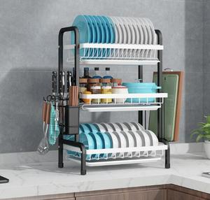 2 katmanlı 3 katmanlı Metal bulaşık kurutma bulaşıklık ile kesme tahtası tutucusu, büyük bulaşıklık mutfak sayacı organizatör - Product Image 3