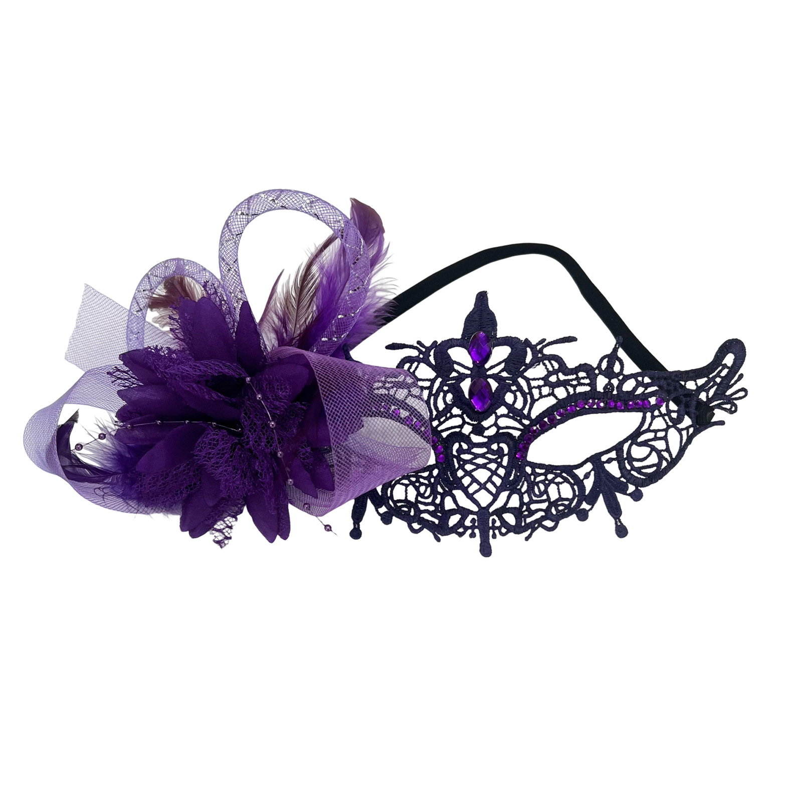 Encaje de flecha con flor lateral morada.