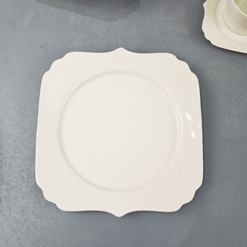 New Bone China Square Shape 30pcs Tableware Set Pure White New Model Dinner Plate Bowl Cup And Saucer 3