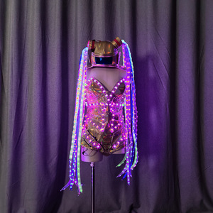LED parlayan takım elbise; Renk değiştiren elbise; Uzun örgüler; Makyaj aşaması; DS performans kıyafeti. - Product Image 2