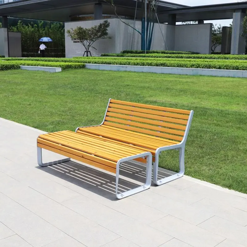 Fabricant OEM, chaise durable et confortable pour le jardin, banc de jardin, métal et bois avec pieds extérieurs ductiles
