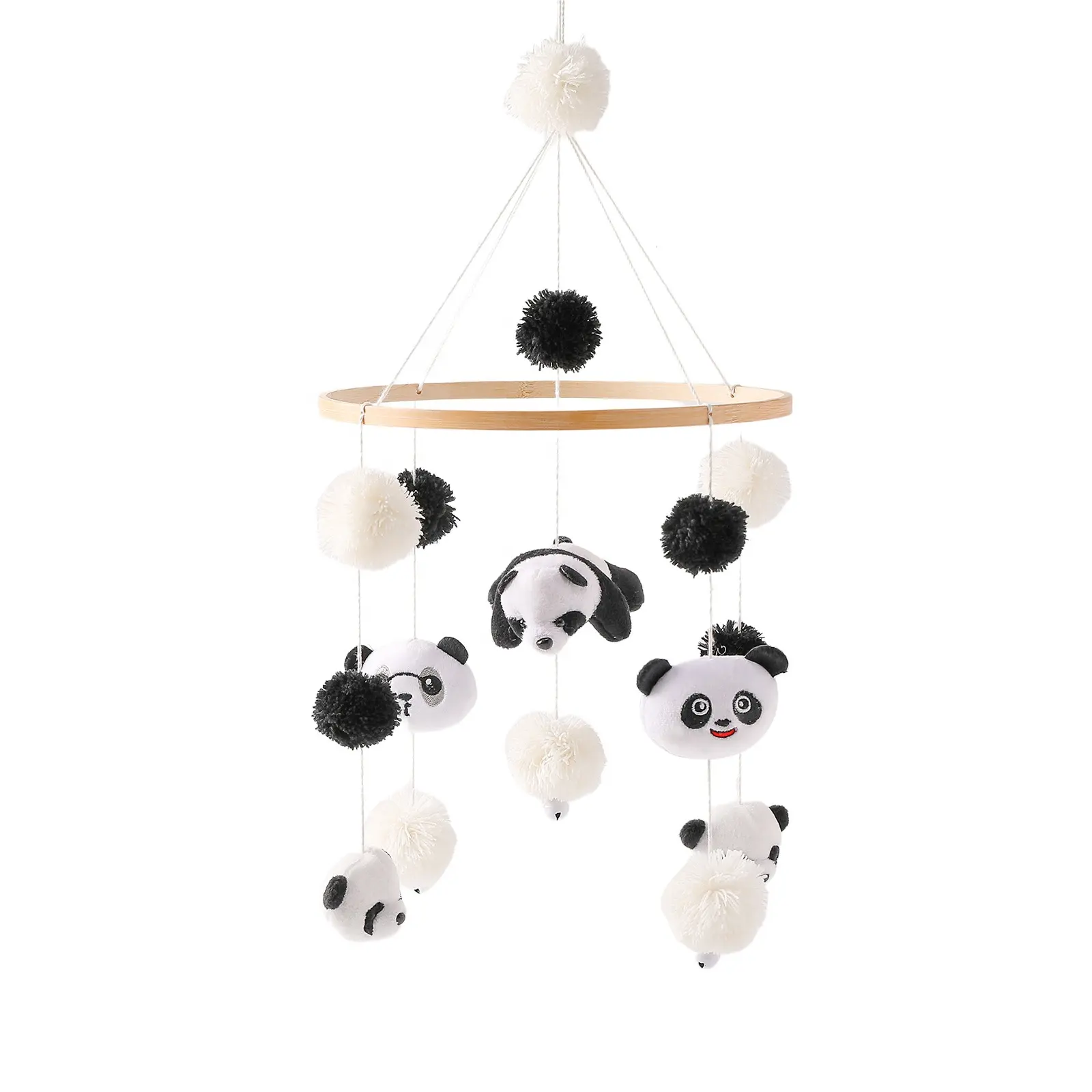 Ultima struttura in legno a forma di Panda giocattolo morbido giocattolo in feltro culla Mobile