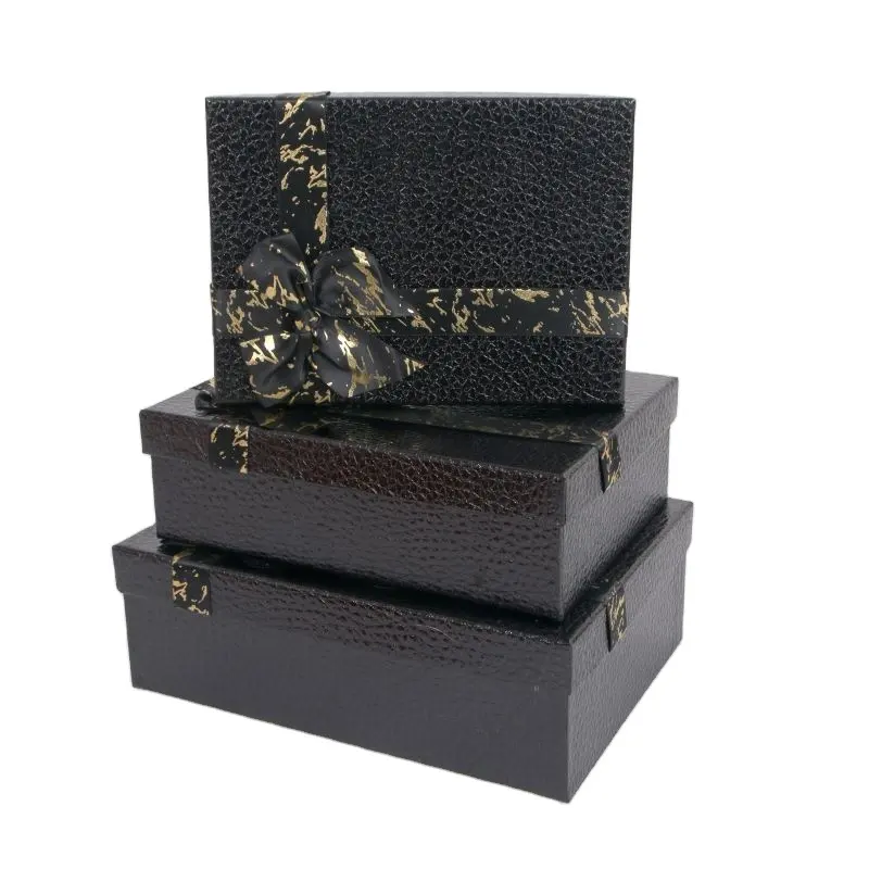 Shihao ชุดกล่องของขวัญ3ชิ้นสำหรับงานแต่งงานวาเลนไทน์ขนมหวานของ2213กล่องของขวัญเนกไทสุดหรูพร้อมริบบิ้น
